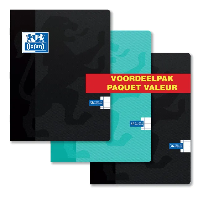 Oxford Schrift Oxford School A5 lijn 72 pagina's 80gr assorti pak ?? 3 stuks blauw