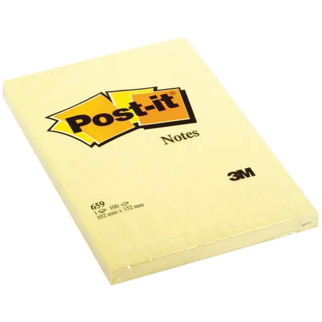 Post-It Notes , ft 102 x 152 mm, geel, blok van 100 vel