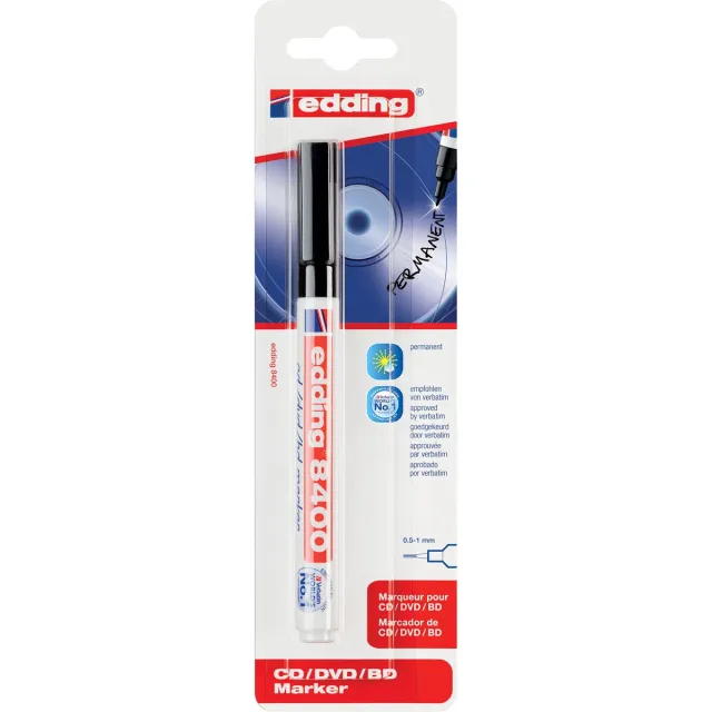 Edding permanent marker voor CD/DVD/BD e-8400 zwart, op blister
