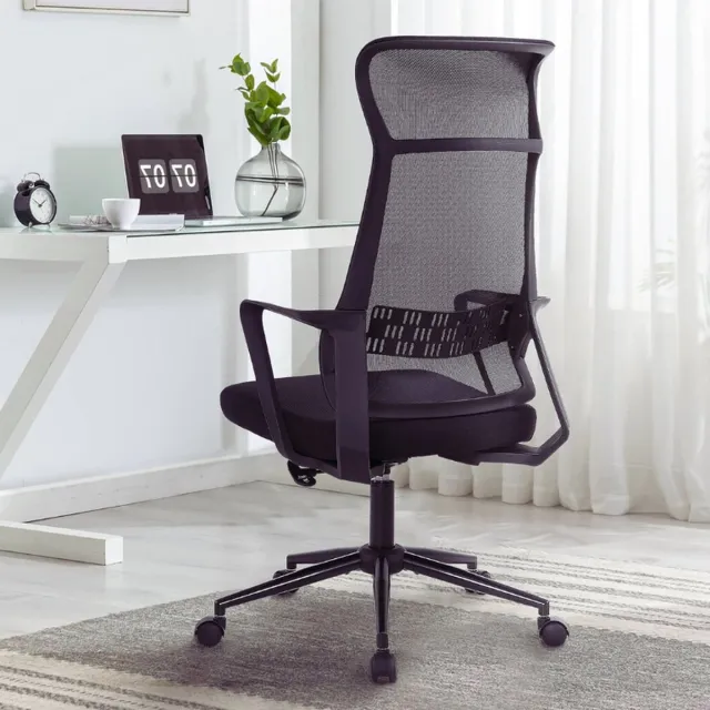 BOG Ergonomische Bureaustoel - Ademend Mesh Design - 360 Graden Draaibaar - In Hoogte Verstelbaar - Comfortabele Kantoorstoel - Zwart