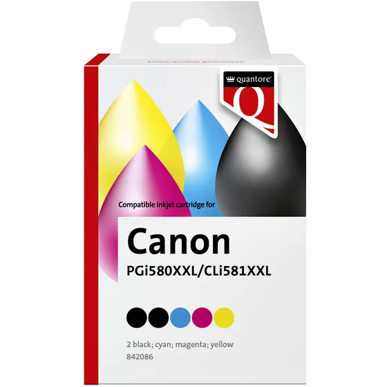 Quantore Inktcartridge Quantore alternatief tbv Canon PGI-580XXL CLI-581XXL 2x zwart + 3 kleuren Assorti