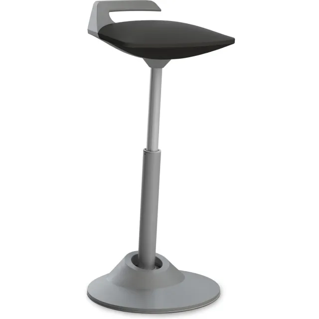 Aeris-Muvman Aeris Muvman sta-kruk (model 2021) - grijs - gasveer- zithoogte 51- 84 cm - zwart kunstleren zitting zwart / grijs