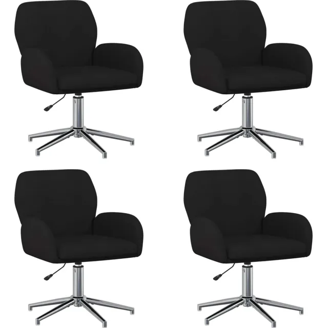 vidaXL Draaibureau - stoelen - 4 - st - Stof - 54 - x - 58 - x - 90 - cm - Zwart