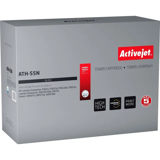 ActiveJet ATH-55N toner voor HP-printer; HP 55A CE255A, Canon CRG-724 vervanging; Opperste; 6000 pagina's; zwart.