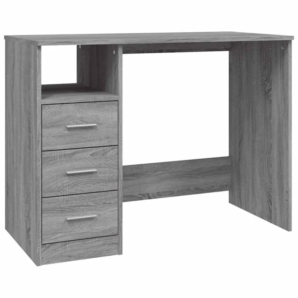 vidaXL Bureau met lades 102x50x76 cm bewerkt hout grijs sonoma eiken