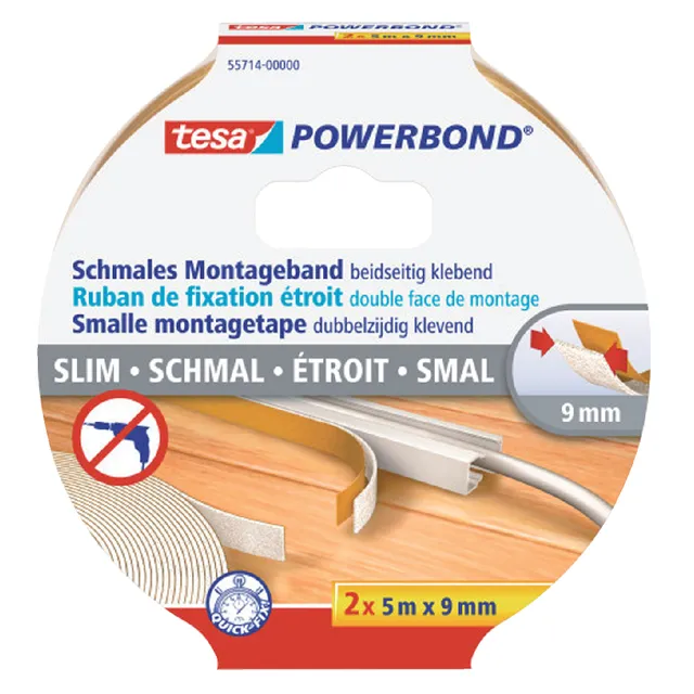 Tesa Dubbelzijdige montagetape tesa® Powerbond Small 5mx9mm wit 2 stuks