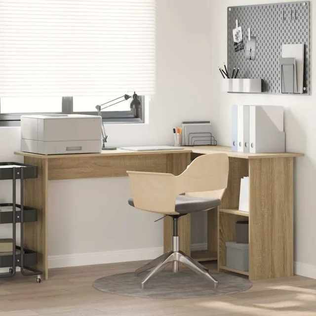 vidaXL Hoekbureau Sonoma Eiken 142 x 102 x 73 cm Bewerkt hout, foto 2