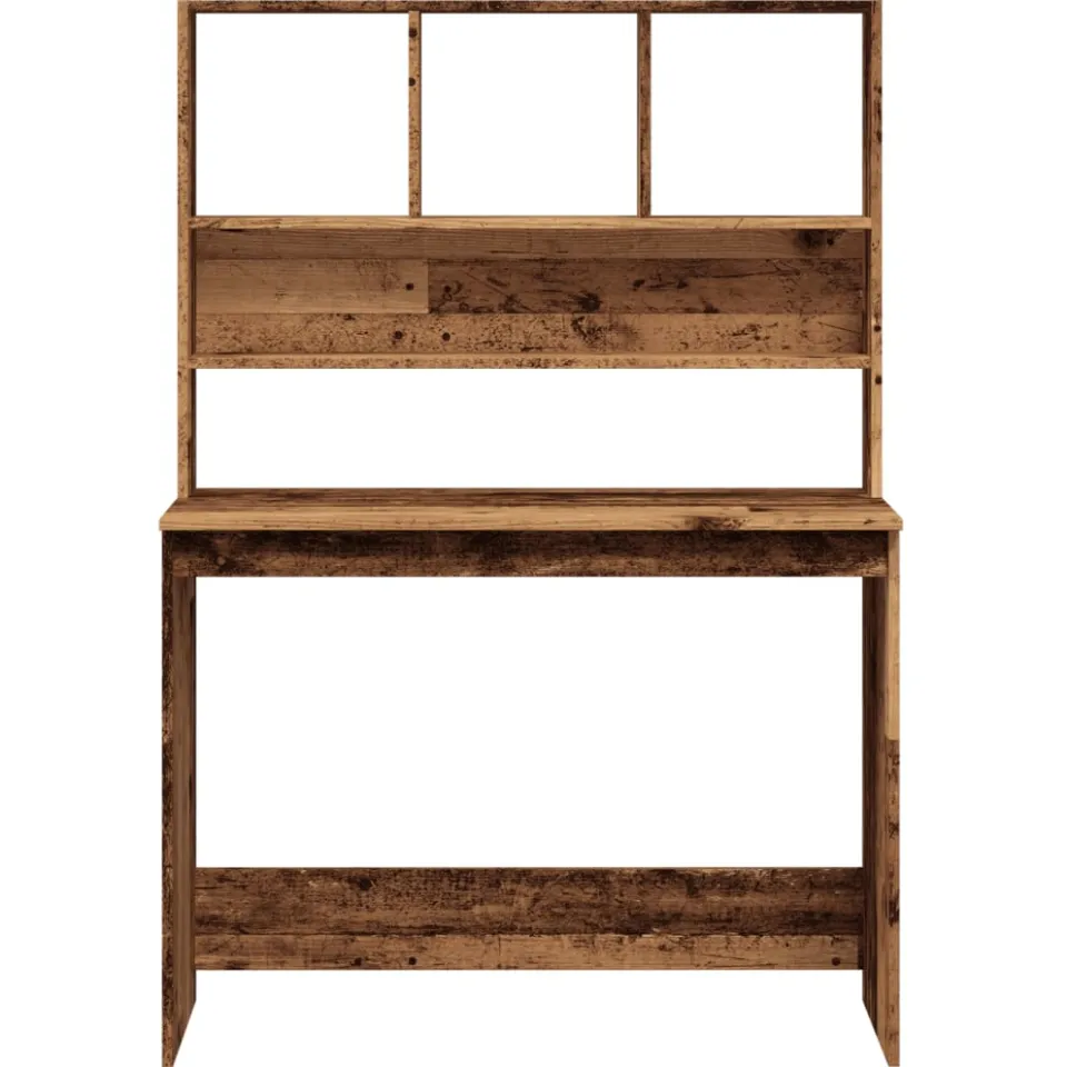 vidaXL Bureau met schappen 102x45x148 cm bewerkt hout oud houtkleurig bruin, foto 4