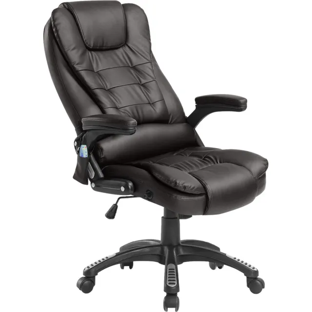 Homcom Bureaustoel, Massage- Chef-burostoel met warmtefunctie, Bruin, Luxe Design