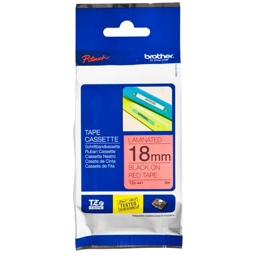 Brother Labeltape Brother P-touch TZe-441 standaard 18mm zwart op rood