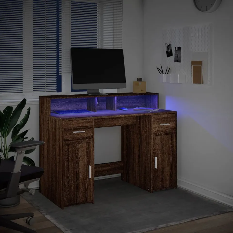 vidaXL Desk Bruin eiken 120 x 55 x 91 cm Engineered wood, foto 4