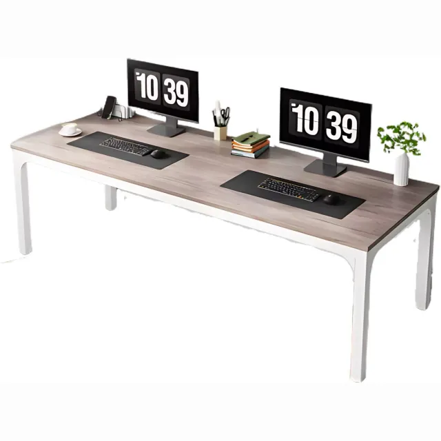 Happiq Computerbureau Milano - Voor 2 Personen - 200cm - Oak - Voor thuis of werk - Hout en metaal Bruin