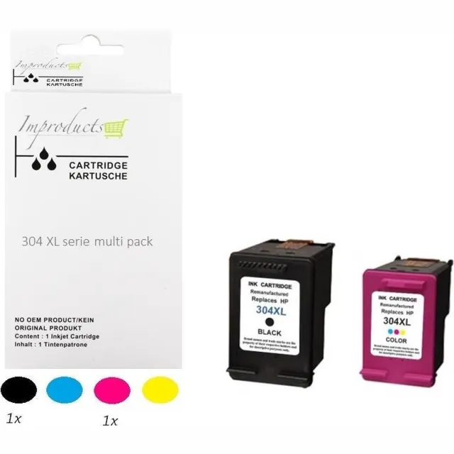 Improducts Inkt cartridges - Alternatief HP 304 / 304XL N9K08AE / N9K07AE multi pack Multicolor - Zwart + Kleur