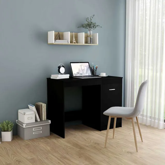 vidaXL Bureau 100x50x76 cm bewerkt hout zwart, foto 2