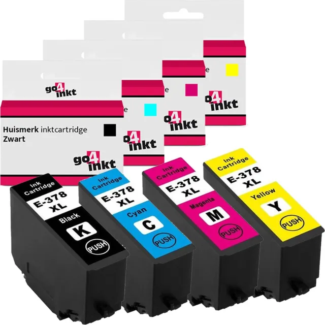 Go4inkt compatible met Epson 378XL bk/c/m/y inkt cartridges multipack zwart/cyaan/magenta/yellow - 4 stuks Zwart, cyaan, magenta, yellow