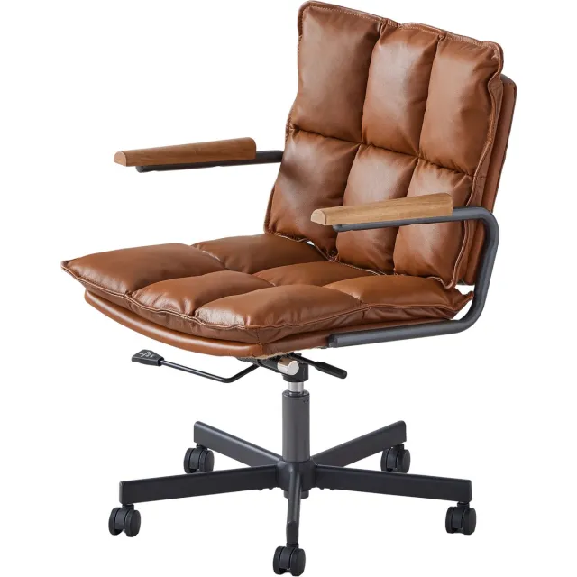 MUVANO Lederen ergonomische computerstoel - Bruine bureaustoel met wielen - Directiestoel - Kantoorstoel - 65x46x72cm - In hoogte verstelbaar - Thuiswerk Bruin