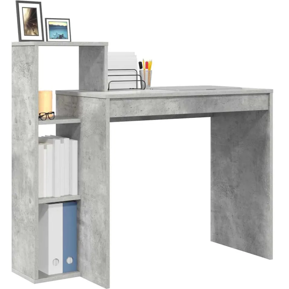 vidaXL Bureau Beton Grijs 100 x 40 x 90 cm Bewerkt hout
