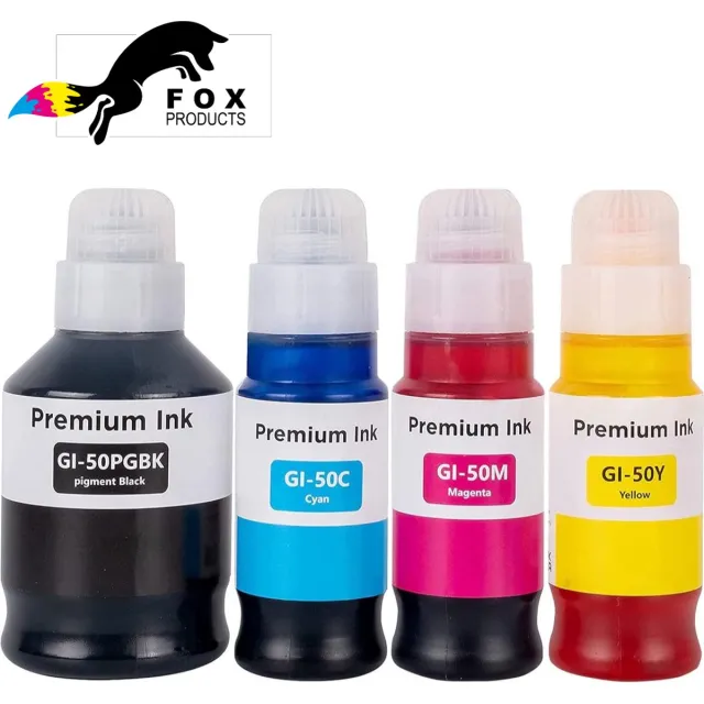 FoxProducts huismerk GI-40 - GI-50 - 4 fles | Geschikt voor Canon PIXMA G6050, PIXMA G5050, PIXMA G7050, PIXMA G7040, GM2050, GM4040, GM4050 3 x 70ML. 1x 170ML. Zwart, magenta, cyaan, yellow