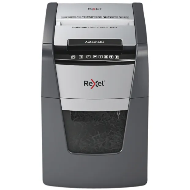 Rexel Papiervernietiger Rexel Optimum Auto+ 100X P4 snippers 4x28mm zwart