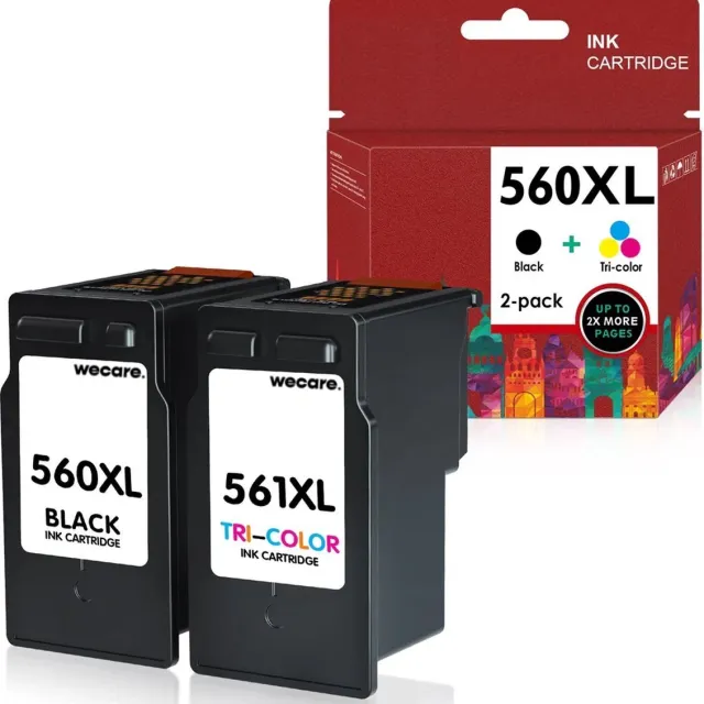 WeCare 2-pack | Huismerk XL Inktcartridge PG-560 / CL-561 (PG-560XL + CL-561XL) Zwart + 3 kleuren Multipack Hoge capaciteit geschikt voor Canon Multipack BK + CMY