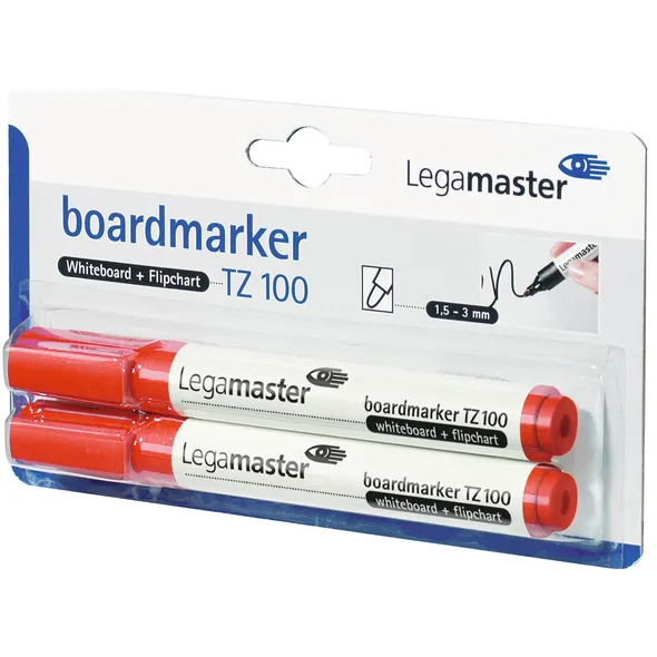 Legamaster Viltstift Legamaster TZ 100 whiteboard rond 1.5-3mm rood blister à 2 stuks