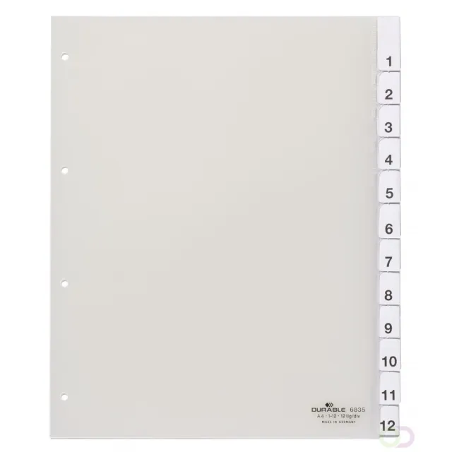 Durable Tabbladen A4 12-delig gelaste tabs 1-12