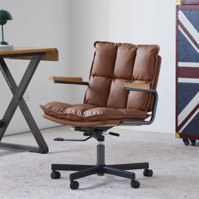MODFU Bureaustoel - Ergonomisch - Hoogteverstelbaar - Kunstleer - Bruin