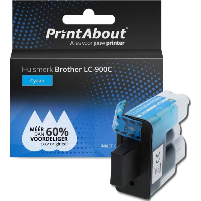 PrintAbout huismerk Inktcartridge LC-900C Cyaan geschikt voor Brother