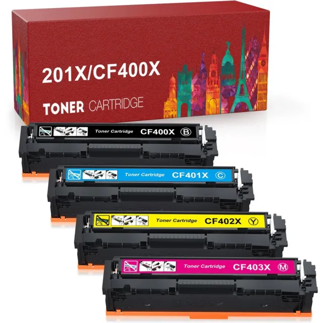 WeCare Premium compatible XL Multipack Laser toner cartridges HP 201X voor HP CF400X, CF401X, CF402X en CF403X | Geschikt voor HP Color Laserjet Pro M252, M252DN, M252N, (MFP) M277, M277DW, M277N en M274N (Zwart, Cyaan, Magenta & Geel) Multipack 4 Toner cartridges