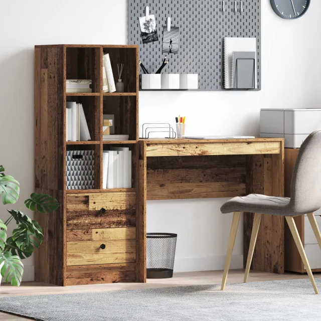 vidaXL Bureau Oudhout 135,5 x 40 x 127 cm 2 st bruin, foto 2