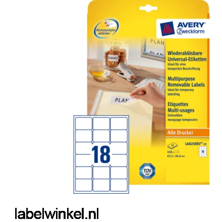Avery Etiket Avery L6025REV-25 63.5x46.6mm wit 450 stuks
