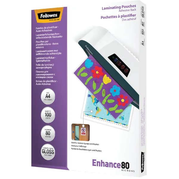 Fellowes Lamineerhoes Fellowes A4 zelfklevend 2x80micron 100 stuks