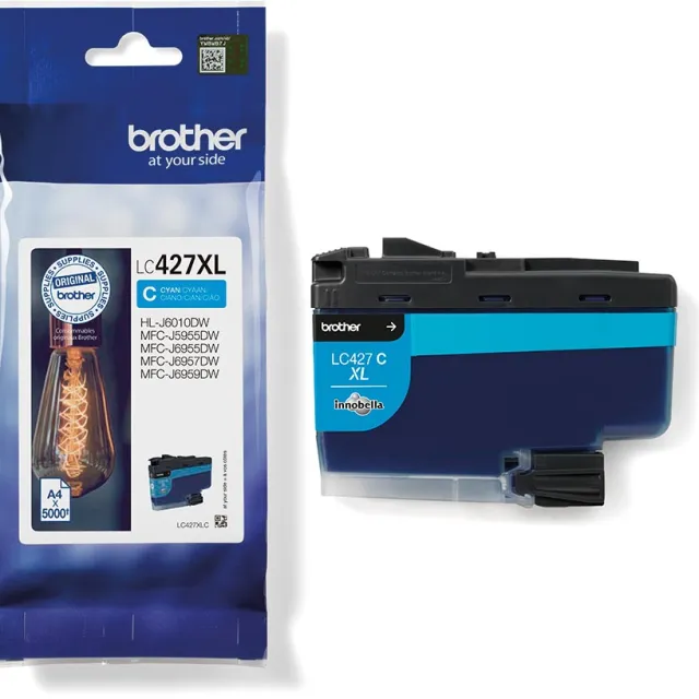 Brother inktcartridge, 5.000 pagina's, OEM LC-427XLC, cyaan