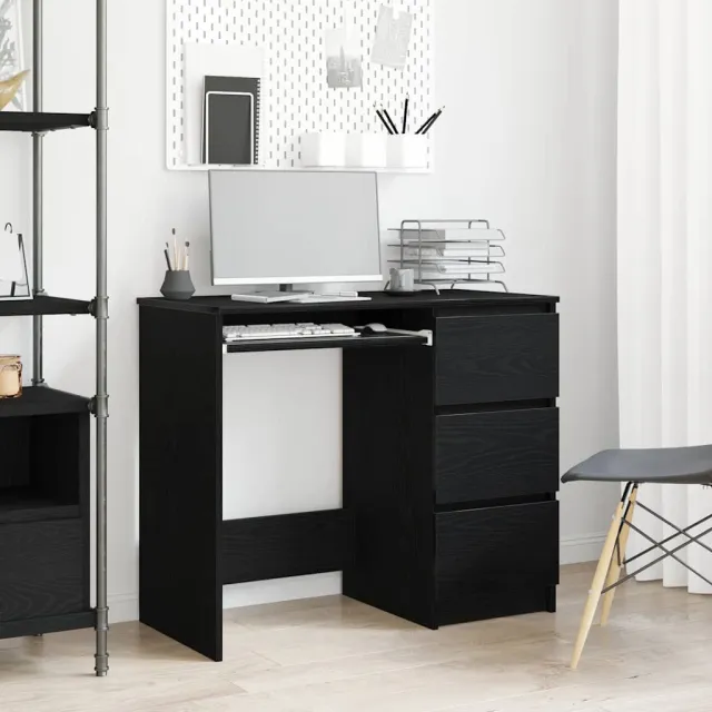 vidaXL Bureau 90x45x76 cm spaanplaat zwart eikenkleurig, foto 2