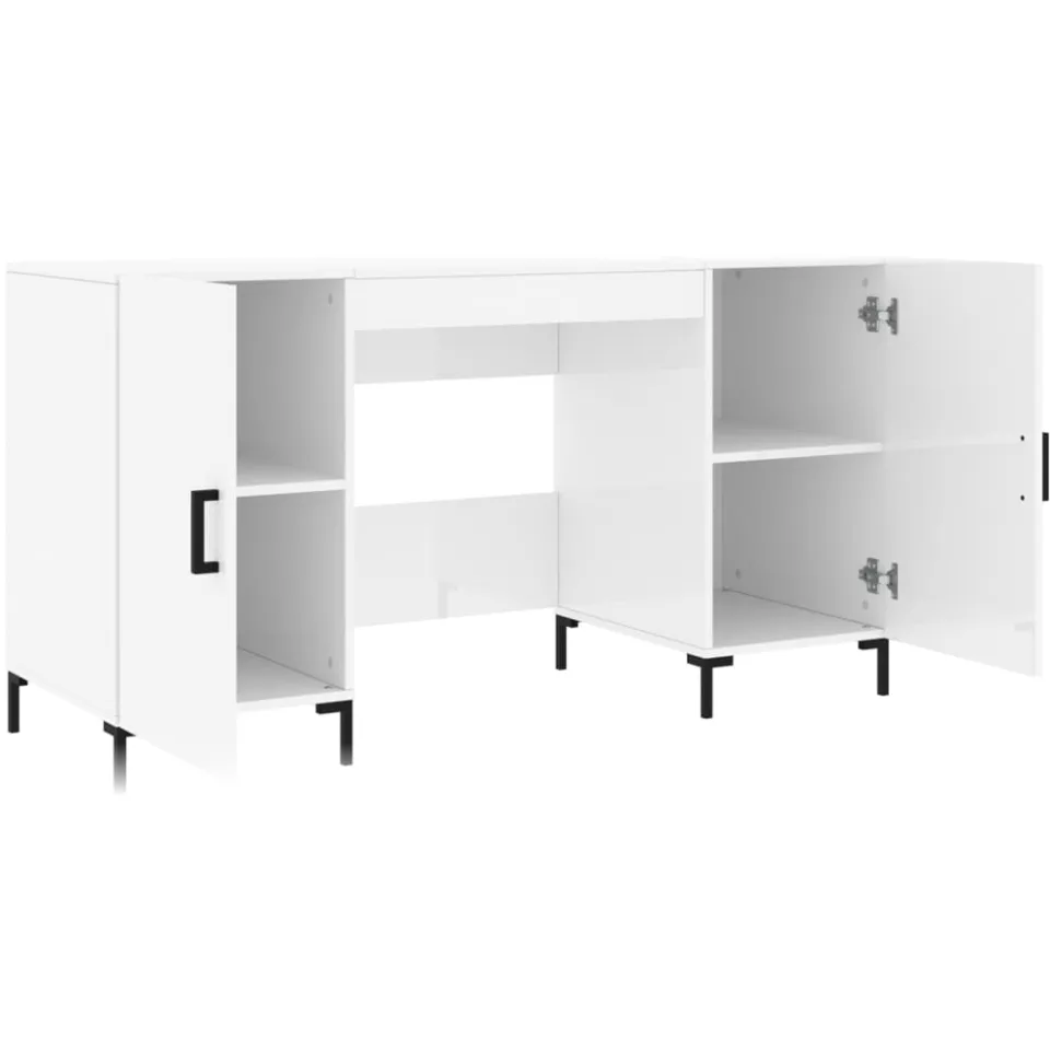 vidaXL Bureau 140x50x75 cm bewerkt hout hoogglans wit
