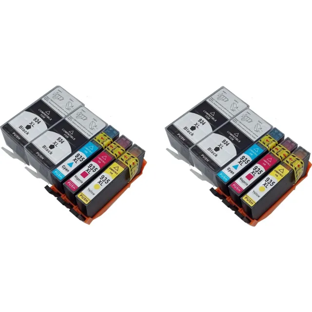KATRIZ huismerk ink 4x HP934XL Zwart + 2x HP935XLCyaan + 2x HP935XL Magenta + 2x HP935XL Geel | voor HP OfficeJet Pro 6230 / 6800 / 6820 / 6831| 10 stuks Zwart, Cyaan, Magenta, Geel