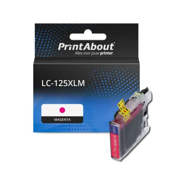 PrintAbout huismerk Inktcartridge LC-125XLM Magenta Hoge capaciteit Geschikt voor Brother