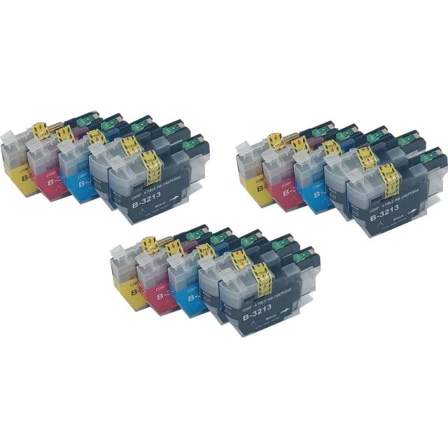 KATRIZ huismerk inkt voor|Brother 6x LC3213XL zwart+ 3x LC3213XL Cyaan + 3x LC3213XL Magenta +3x LC3213XL Yellow | (15stuks) - Met chip 6xZwart, 3xCyaan, 3xMagenta, 3xGeel