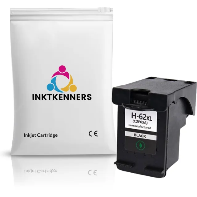 Inktkenners Inktcartridge Zwart Geschikt voor HP 62 / 62XL | Geschikt voor HP Deskjet 7640 - 5640 - 5660 - officejet 5740 - 6600 - Inkt - cartridge - patroon - inktpatroon Zwart (19ml)