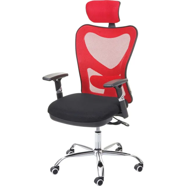 Cosmo Casa Bureaustoel - Bureaustoel draaistoel - Schuiffunctie - belastbaar tot 150 kg - Stof/textiel - Zwart - Rood Zwart-Rood.