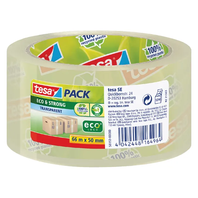 Tesa Verpakkingstape tesapack® Eco & Strong 66mx50mm transparant