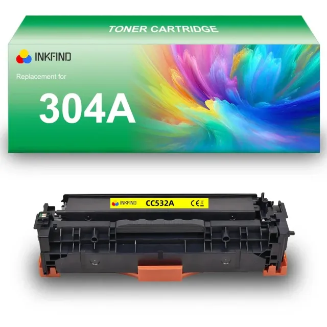 INKFIND 304A (CC532A) / 305A (CE412A) / 312A (CF382A) Geel tonercartridge compatibel met HP 304A (CC532A) Geel en HP 305A (CE412A) Geel en HP 312A (CF382A) Geel en Canon toner cartridge 718 Geel - 1-pack Geel Geel x 1