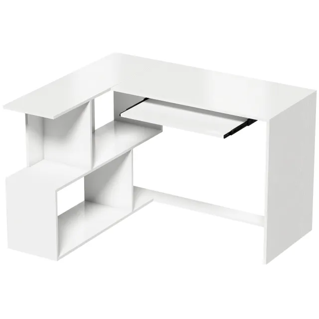 Homona Hoekbureau - Computertafel met lades en toetsenbordlade - 120 x 100 x 76 cm - Wit