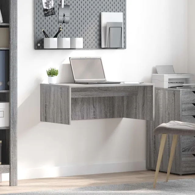 vidaXL Wandbureau Grijs Sonoma 80 x 45 x 30 cm Bewerkt hout, foto 2