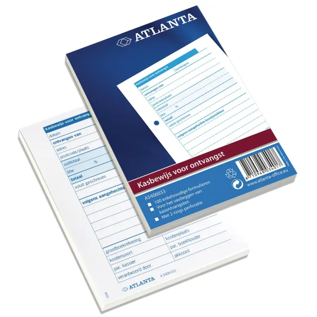 Atlanta by Jalema blok kasbewijs voor ontvangst wit