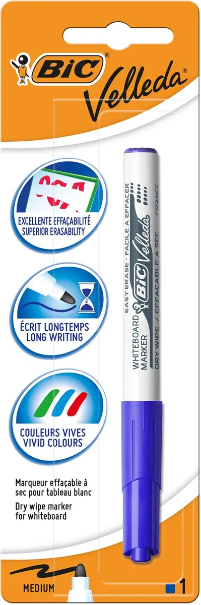 Velleda Bic Velleda whiteboardmarker 1741, blauw, op blister