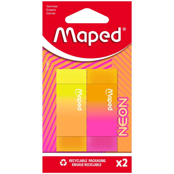 Maped Neon gum, set van 2 stuks assorti