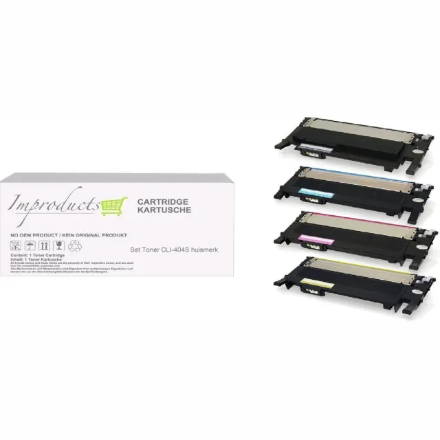 Improducts Toner - Alternatief Samsung XL Multipack voor Samsung CLT-K404S, CLT-C404S, CLT-M404S en CLT-Y404S | Geschikt voor Samsung SL C430, C430W, C430W, C480, C480FN, C480FW, C480W, Samsung Xpress C480, C480FN, C480FW, C480W, C430, C430W Multicolor - Zwart, Cyaan, Magenta, Geel