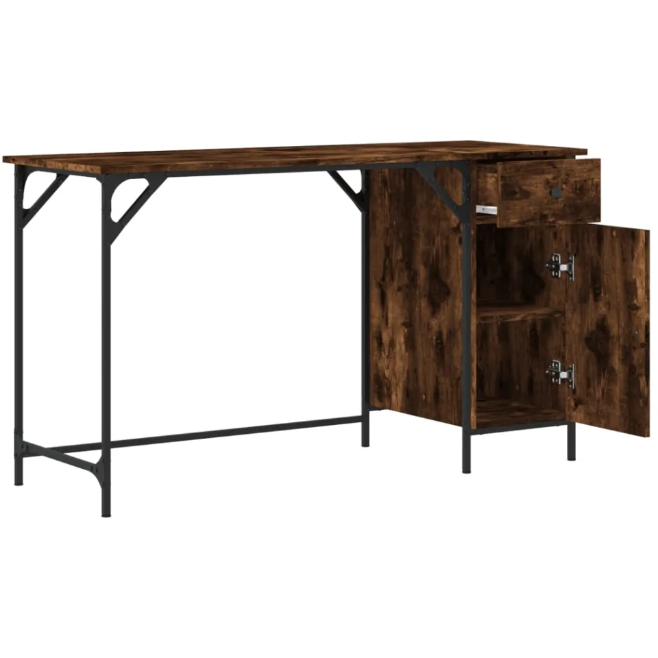 vidaXL Bureau 131x48x75 cm bewerkt hout gerookt eikenkleurig, foto 4