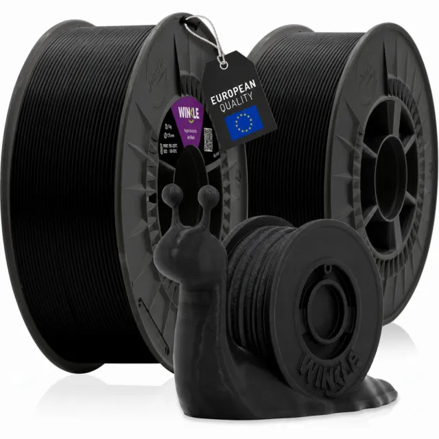Winkle PLA HD 3D Filament - Filament voor 3D printer - Hoge Nauwkeurigheid - Zwart - 1,75mm - 2kg 2x Zwart